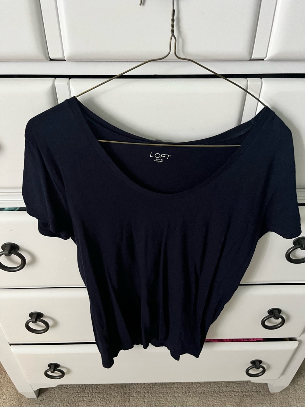 LOFT Navy Scoop Neck Short Sleeve Tee